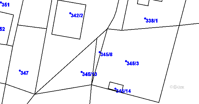 Parcela st. 345/8 v KÚ Želechovice nad Dřevnicí, Katastrální mapa