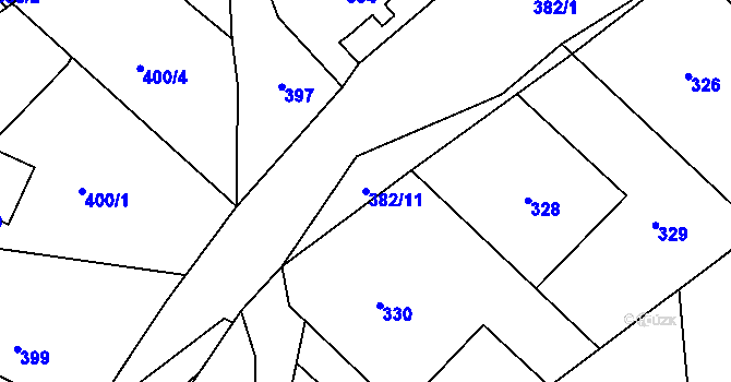 Parcela st. 382/11 v KÚ Želechovice nad Dřevnicí, Katastrální mapa