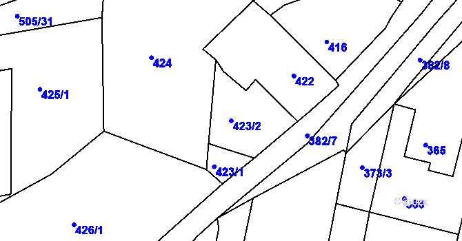 Parcela st. 423/2 v KÚ Želechovice nad Dřevnicí, Katastrální mapa