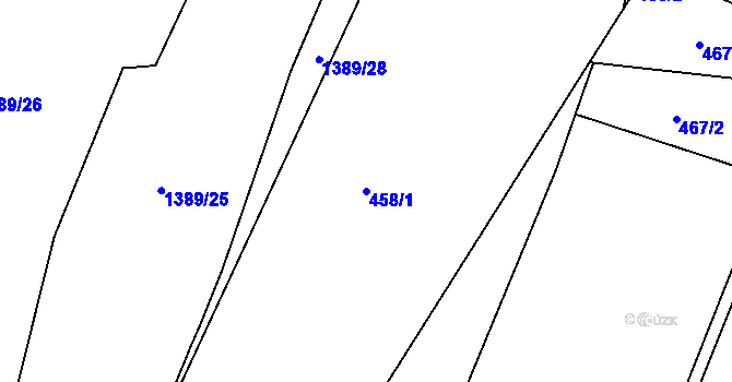 Parcela st. 458/1 v KÚ Želechovice nad Dřevnicí, Katastrální mapa