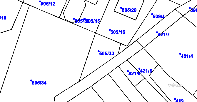 Parcela st. 505/33 v KÚ Želechovice nad Dřevnicí, Katastrální mapa