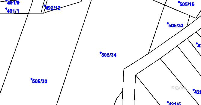Parcela st. 505/34 v KÚ Želechovice nad Dřevnicí, Katastrální mapa