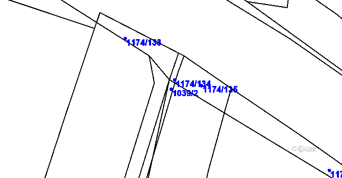 Parcela st. 1039/2 v KÚ Želechovice nad Dřevnicí, Katastrální mapa