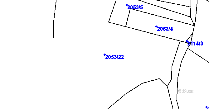 Parcela st. 2053/22 v KÚ Želechovice nad Dřevnicí, Katastrální mapa