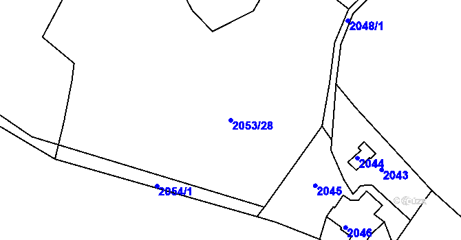 Parcela st. 2053/28 v KÚ Želechovice nad Dřevnicí, Katastrální mapa