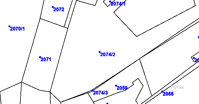 Parcela st. 2074/2 v KÚ Želechovice nad Dřevnicí, Katastrální mapa