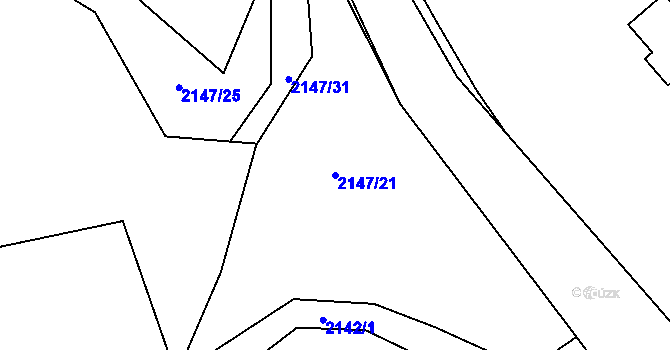 Parcela st. 2147/21 v KÚ Želechovice nad Dřevnicí, Katastrální mapa