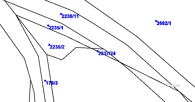 Parcela st. 2237/24 v KÚ Želechovice nad Dřevnicí, Katastrální mapa
