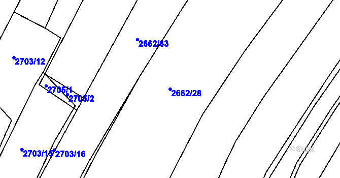 Parcela st. 2662/28 v KÚ Želechovice nad Dřevnicí, Katastrální mapa
