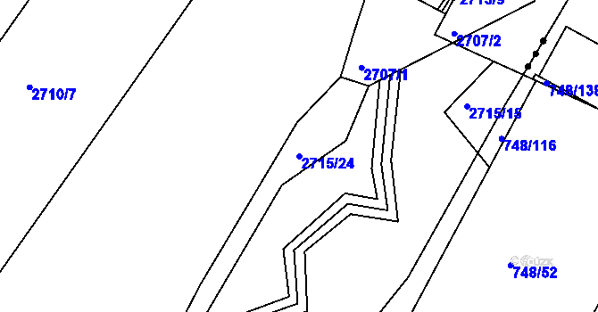 Parcela st. 2715/24 v KÚ Želechovice nad Dřevnicí, Katastrální mapa