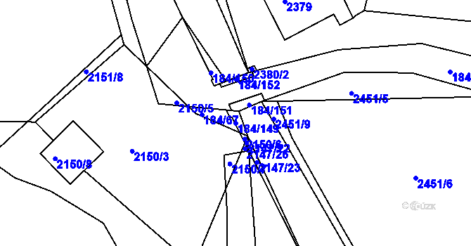 Parcela st. 184/149 v KÚ Želechovice nad Dřevnicí, Katastrální mapa