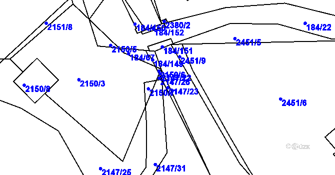 Parcela st. 2147/23 v KÚ Želechovice nad Dřevnicí, Katastrální mapa
