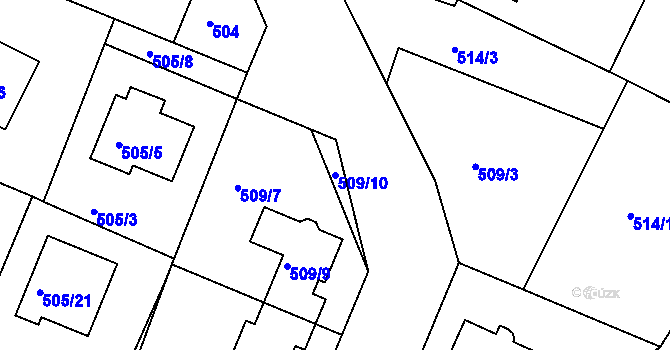 Parcela st. 509/10 v KÚ Želechovice nad Dřevnicí, Katastrální mapa