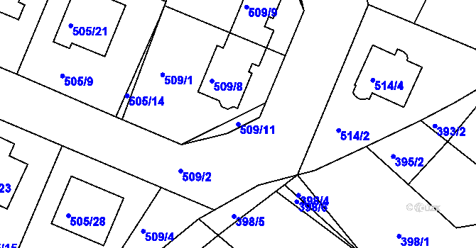 Parcela st. 509/11 v KÚ Želechovice nad Dřevnicí, Katastrální mapa