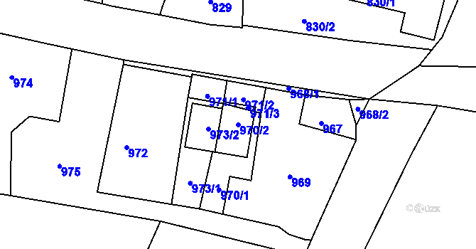 Parcela st. 970/2 v KÚ Želechovice nad Dřevnicí, Katastrální mapa