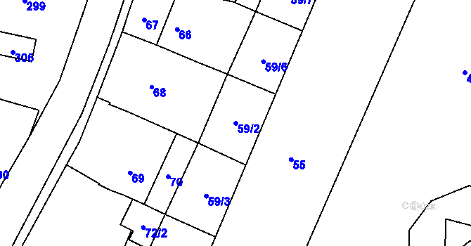 Parcela st. 59/2 v KÚ Želechovice nad Dřevnicí, Katastrální mapa