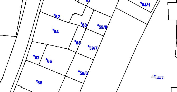 Parcela st. 59/7 v KÚ Želechovice nad Dřevnicí, Katastrální mapa