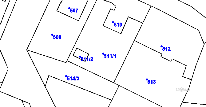 Parcela st. 511/1 v KÚ Želechovice nad Dřevnicí, Katastrální mapa