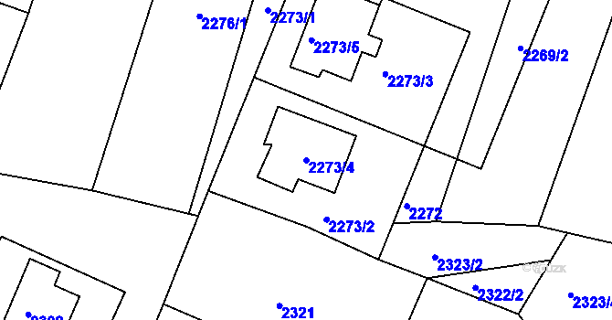 Parcela st. 2273/4 v KÚ Želechovice nad Dřevnicí, Katastrální mapa