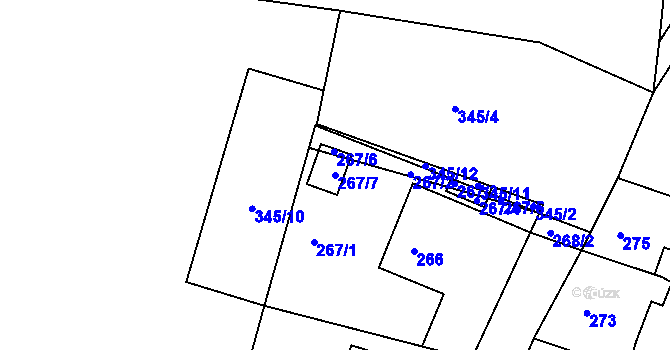 Parcela st. 267/7 v KÚ Želechovice nad Dřevnicí, Katastrální mapa