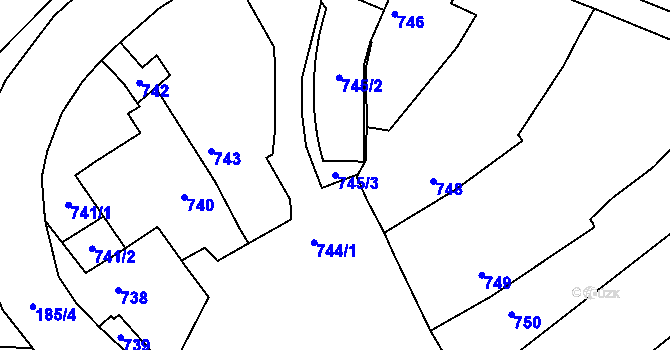 Parcela st. 745/3 v KÚ Želechovice nad Dřevnicí, Katastrální mapa
