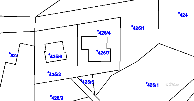Parcela st. 425/7 v KÚ Želechovice nad Dřevnicí, Katastrální mapa