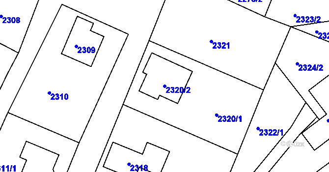 Parcela st. 2320/2 v KÚ Želechovice nad Dřevnicí, Katastrální mapa