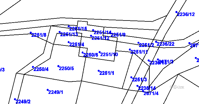 Parcela st. 2251/10 v KÚ Želechovice nad Dřevnicí, Katastrální mapa