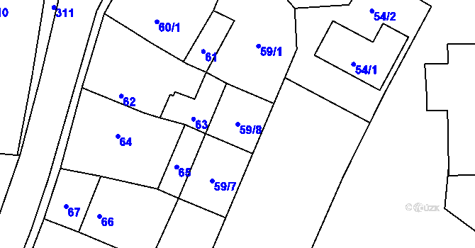 Parcela st. 59/8 v KÚ Želechovice nad Dřevnicí, Katastrální mapa