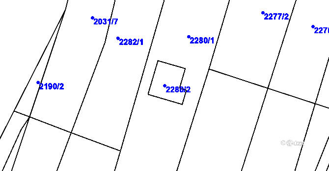 Parcela st. 2280/2 v KÚ Želechovice nad Dřevnicí, Katastrální mapa