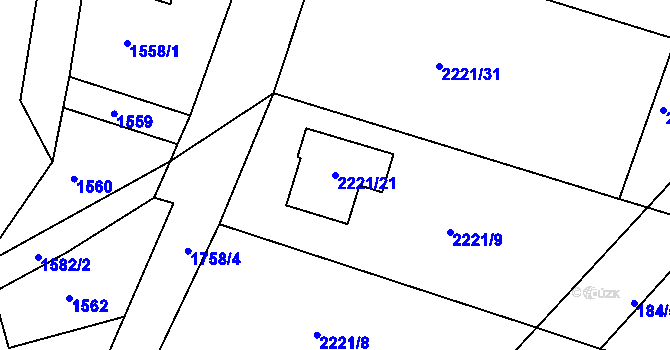 Parcela st. 2221/21 v KÚ Želechovice nad Dřevnicí, Katastrální mapa