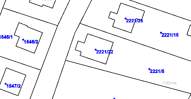 Parcela st. 2221/22 v KÚ Želechovice nad Dřevnicí, Katastrální mapa