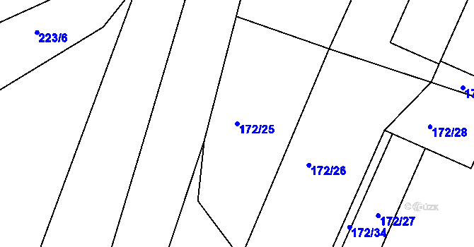 Parcela st. 172/25 v KÚ Želechovice nad Dřevnicí, Katastrální mapa