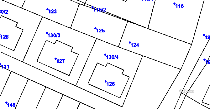 Parcela st. 130/4 v KÚ Želechovice nad Dřevnicí, Katastrální mapa
