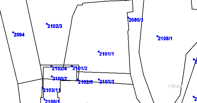 Parcela st. 2101/1 v KÚ Želechovice nad Dřevnicí, Katastrální mapa