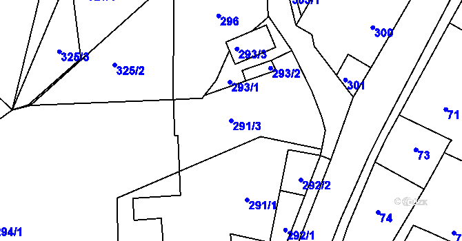 Parcela st. 291/3 v KÚ Želechovice nad Dřevnicí, Katastrální mapa