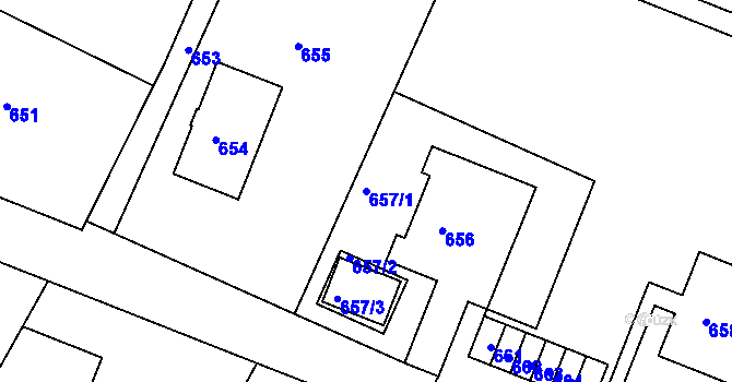 Parcela st. 657/1 v KÚ Želechovice nad Dřevnicí, Katastrální mapa