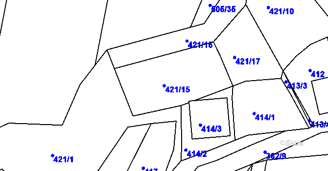 Parcela st. 421/15 v KÚ Želechovice nad Dřevnicí, Katastrální mapa