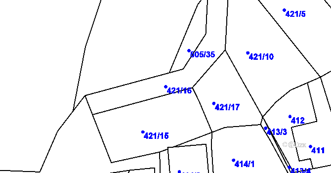 Parcela st. 421/16 v KÚ Želechovice nad Dřevnicí, Katastrální mapa