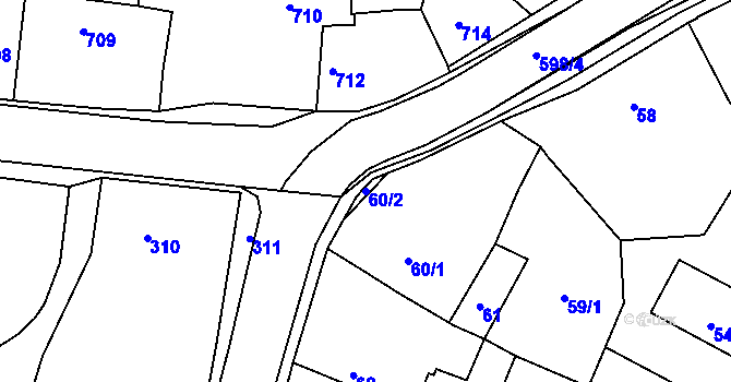 Parcela st. 60/2 v KÚ Želechovice nad Dřevnicí, Katastrální mapa