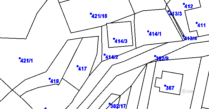 Parcela st. 414/2 v KÚ Želechovice nad Dřevnicí, Katastrální mapa