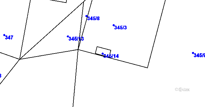 Parcela st. 345/14 v KÚ Želechovice nad Dřevnicí, Katastrální mapa