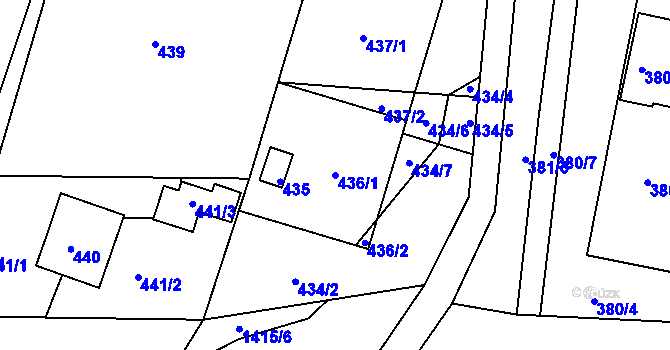 Parcela st. 436/1 v KÚ Želechovice nad Dřevnicí, Katastrální mapa