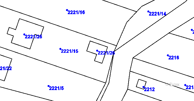 Parcela st. 2221/26 v KÚ Želechovice nad Dřevnicí, Katastrální mapa