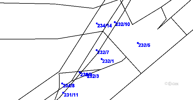 Parcela st. 232/7 v KÚ Želechovice nad Dřevnicí, Katastrální mapa