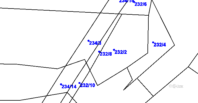 Parcela st. 232/8 v KÚ Želechovice nad Dřevnicí, Katastrální mapa