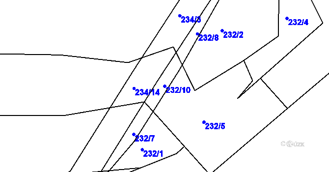 Parcela st. 232/10 v KÚ Želechovice nad Dřevnicí, Katastrální mapa