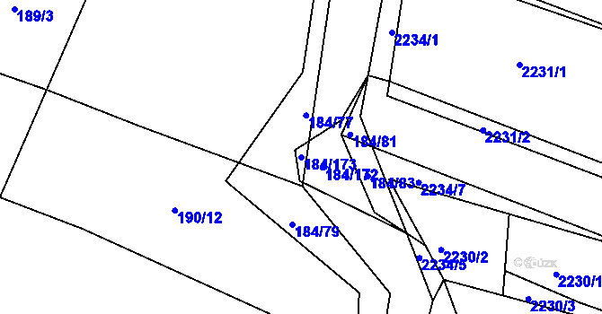 Parcela st. 184/173 v KÚ Želechovice nad Dřevnicí, Katastrální mapa