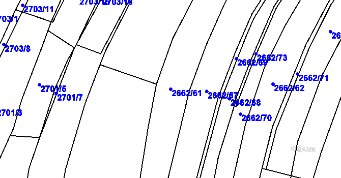 Parcela st. 2662/61 v KÚ Želechovice nad Dřevnicí, Katastrální mapa