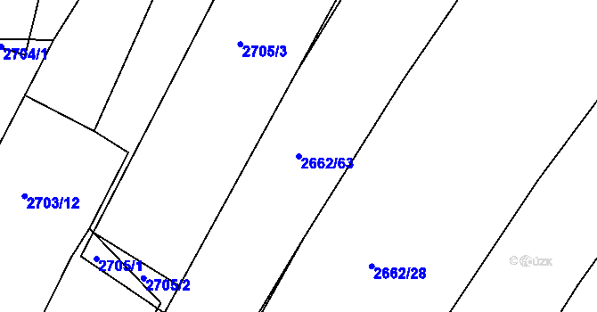 Parcela st. 2662/63 v KÚ Želechovice nad Dřevnicí, Katastrální mapa